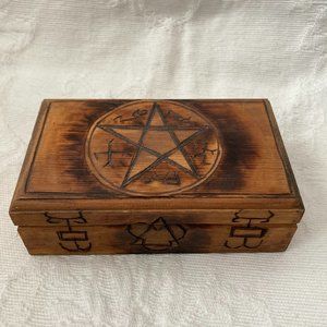 SUPERNATURAL Handmade Wood-Burned Pentagram Trinket Box
